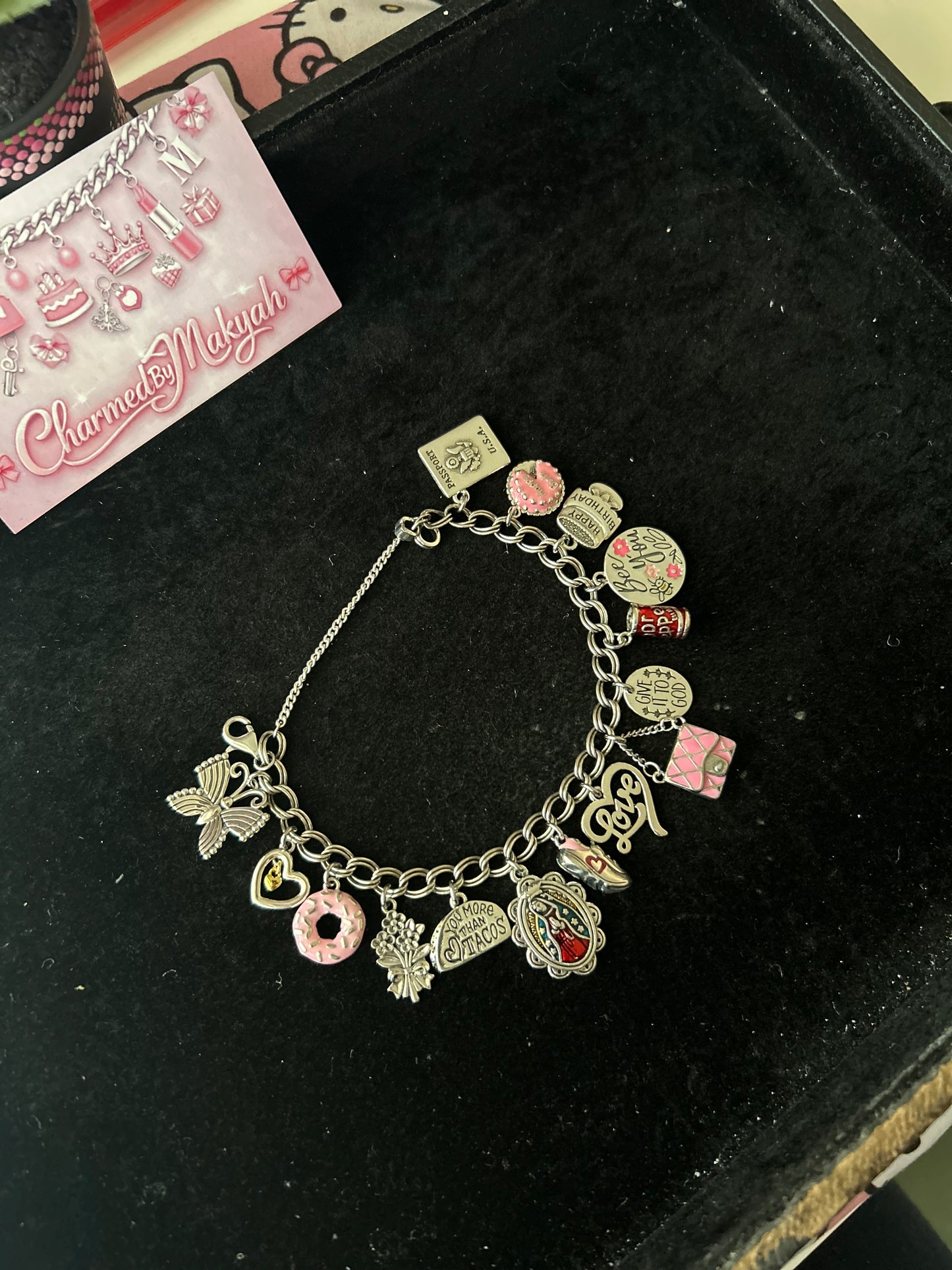 Handmade Y2K 925 Sterling Silver Charm Bracelet💕