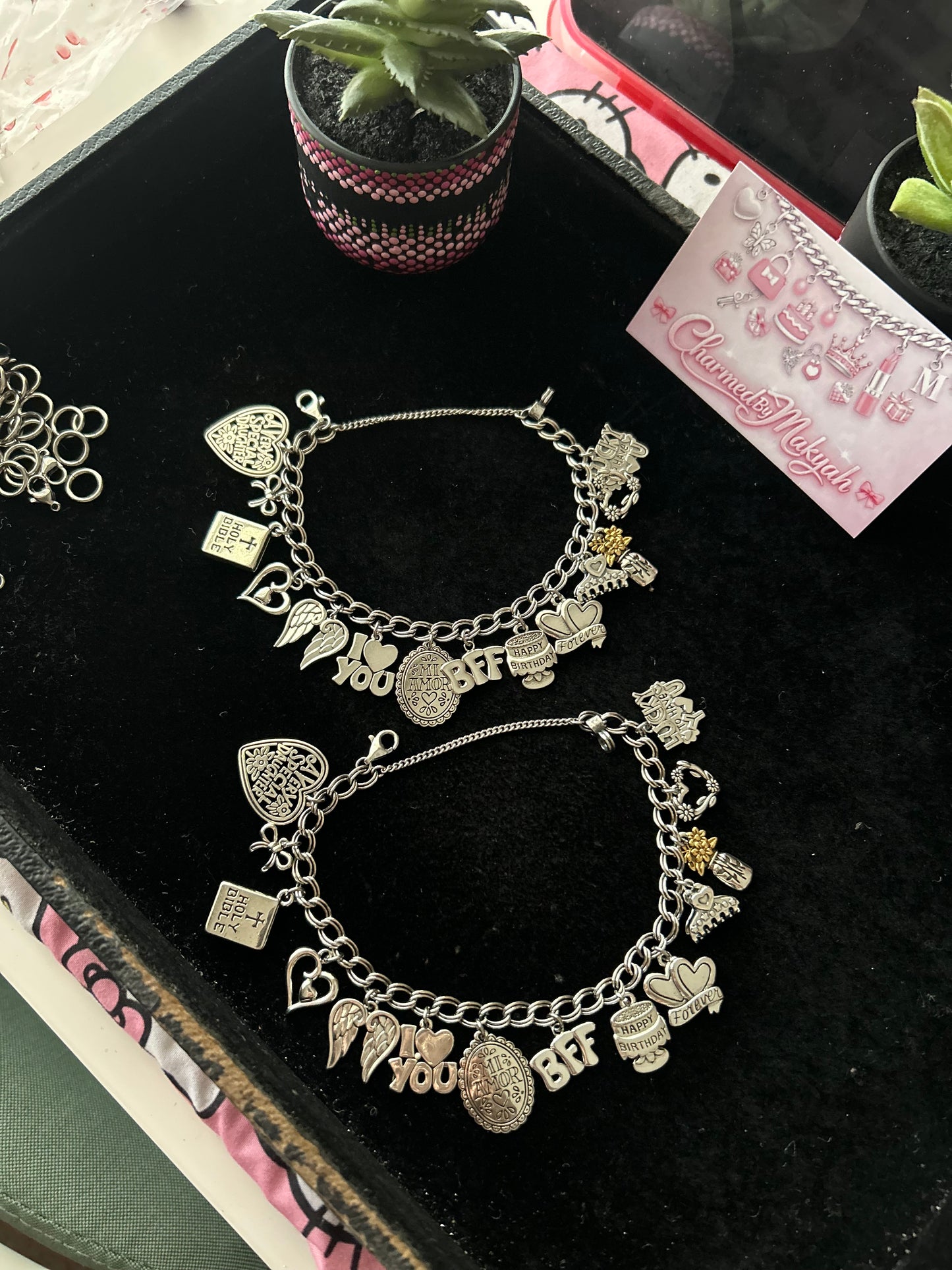 Handmade Y2K 925 Sterling Silver Charm Bracelet💕