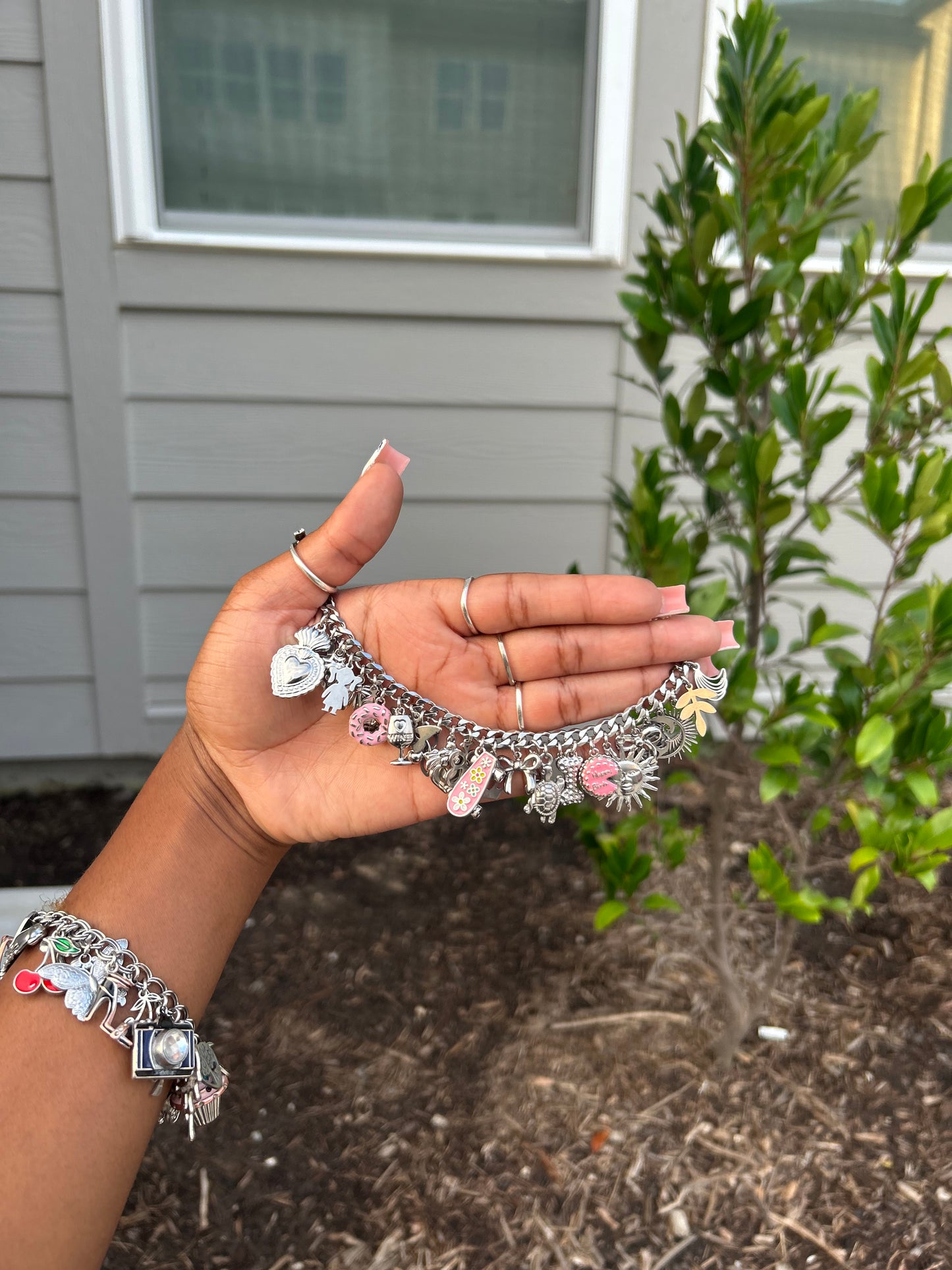 ✨Non-Tarnish Luxe Stainless + Sterling Collection Stainless Steel + 3 Genuine 925 Sterling Silver Charms (Ready to Ship)
