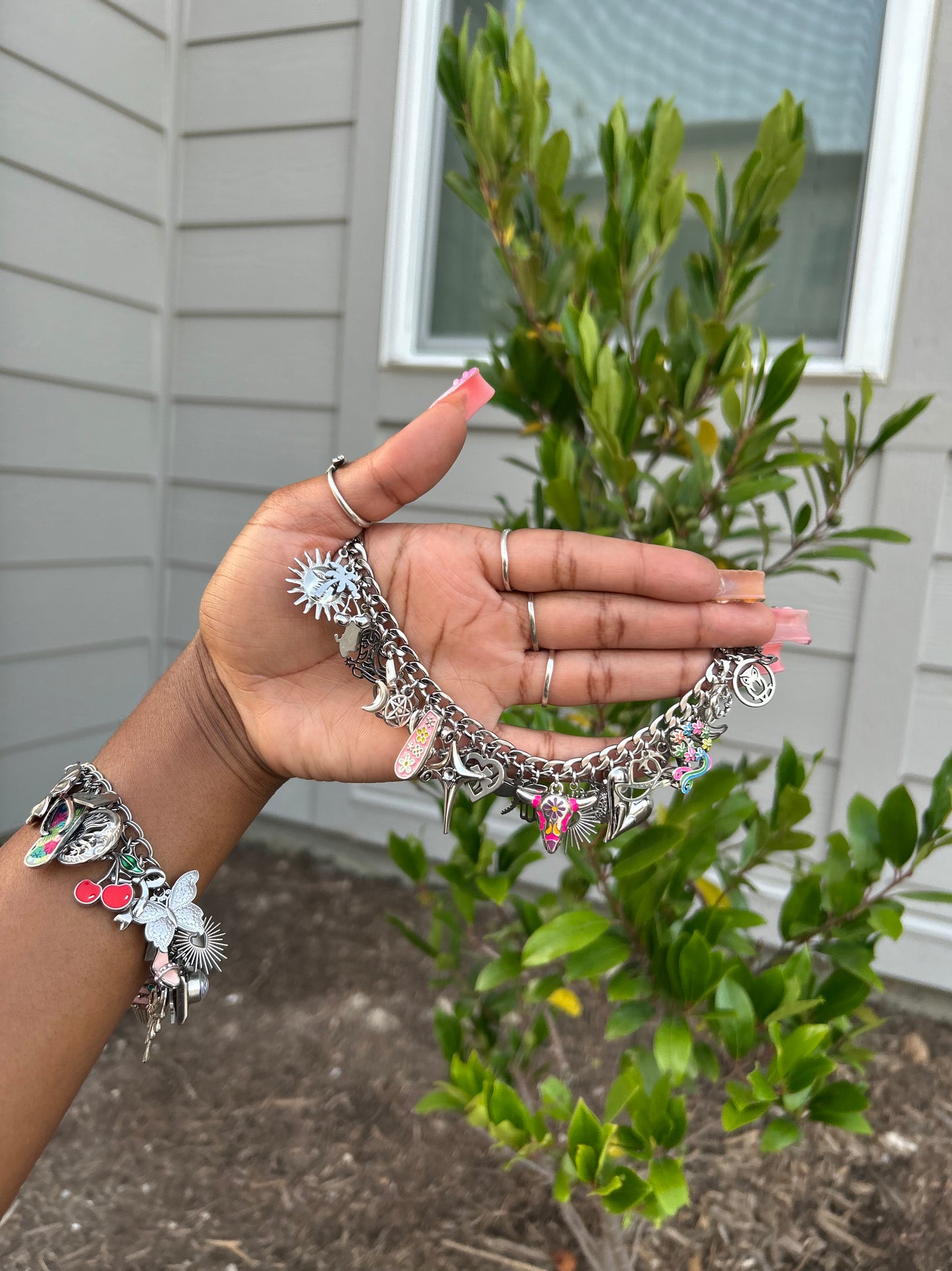 ✨ Luxe Mixed Metal Charm Bracelets (Stainless Steel + 3 Genuine 925 Sterling Silver Charms (Ready To Ship)