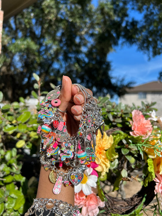 Handmade Y2K 925 Sterling Silver Charm Bracelet