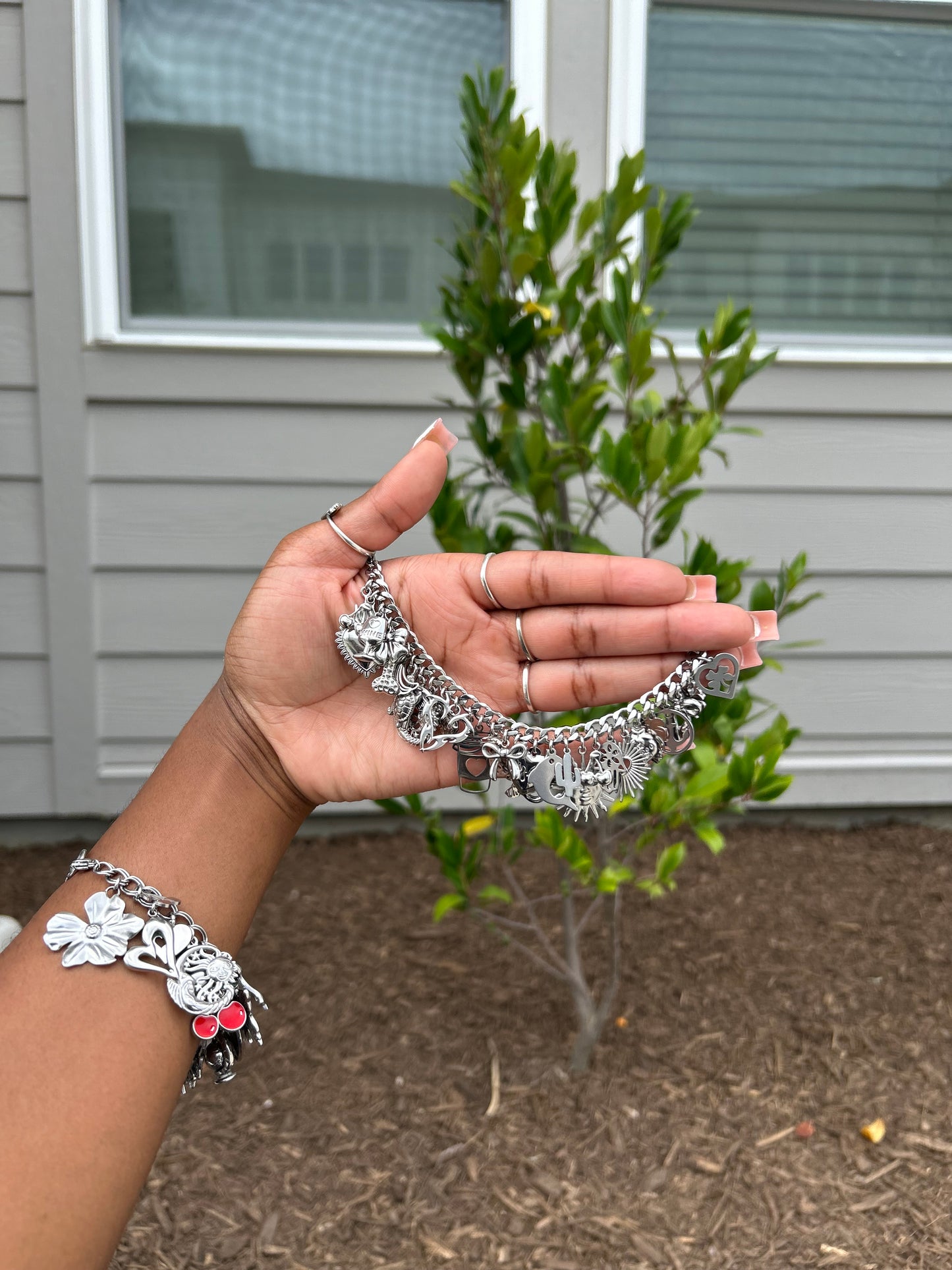 Made-to-Order Non-Tarnish Stainless Steel All-Silver Freestyle Charm Bracelet💫