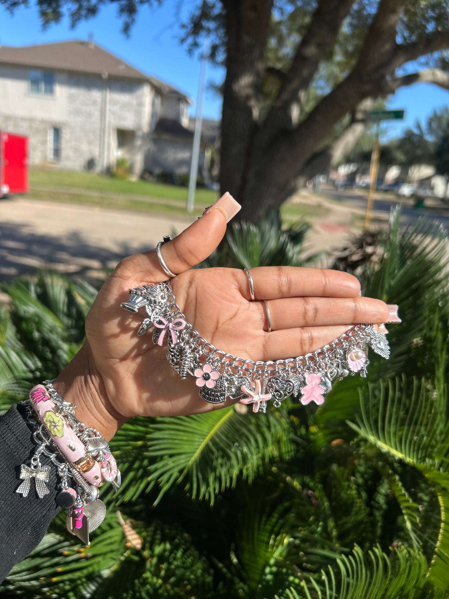 Handmade Silver-Plated Freestyle Charm Bracelet