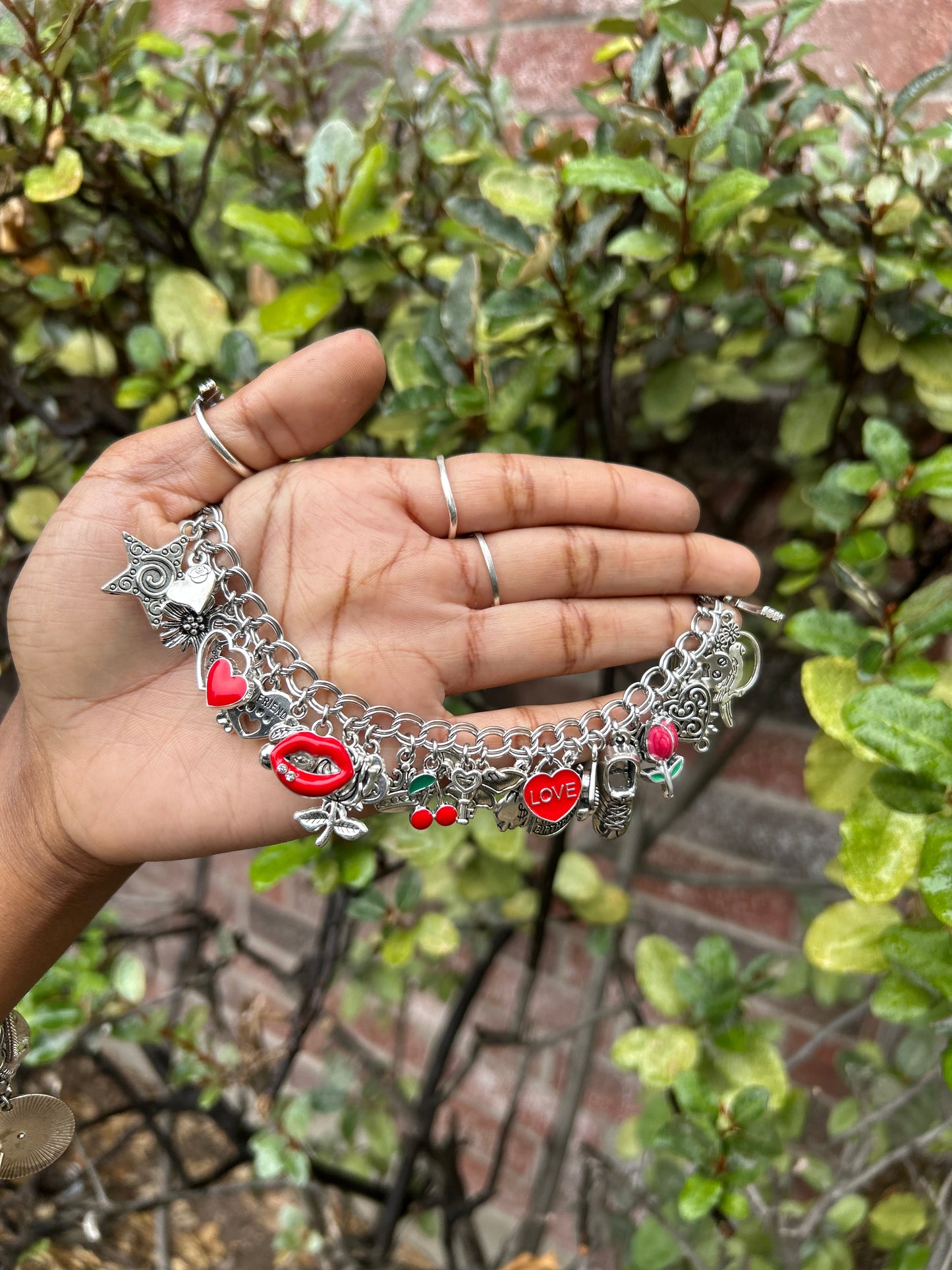 Handmade Silver-Plated Freestyle Charm Bracelet