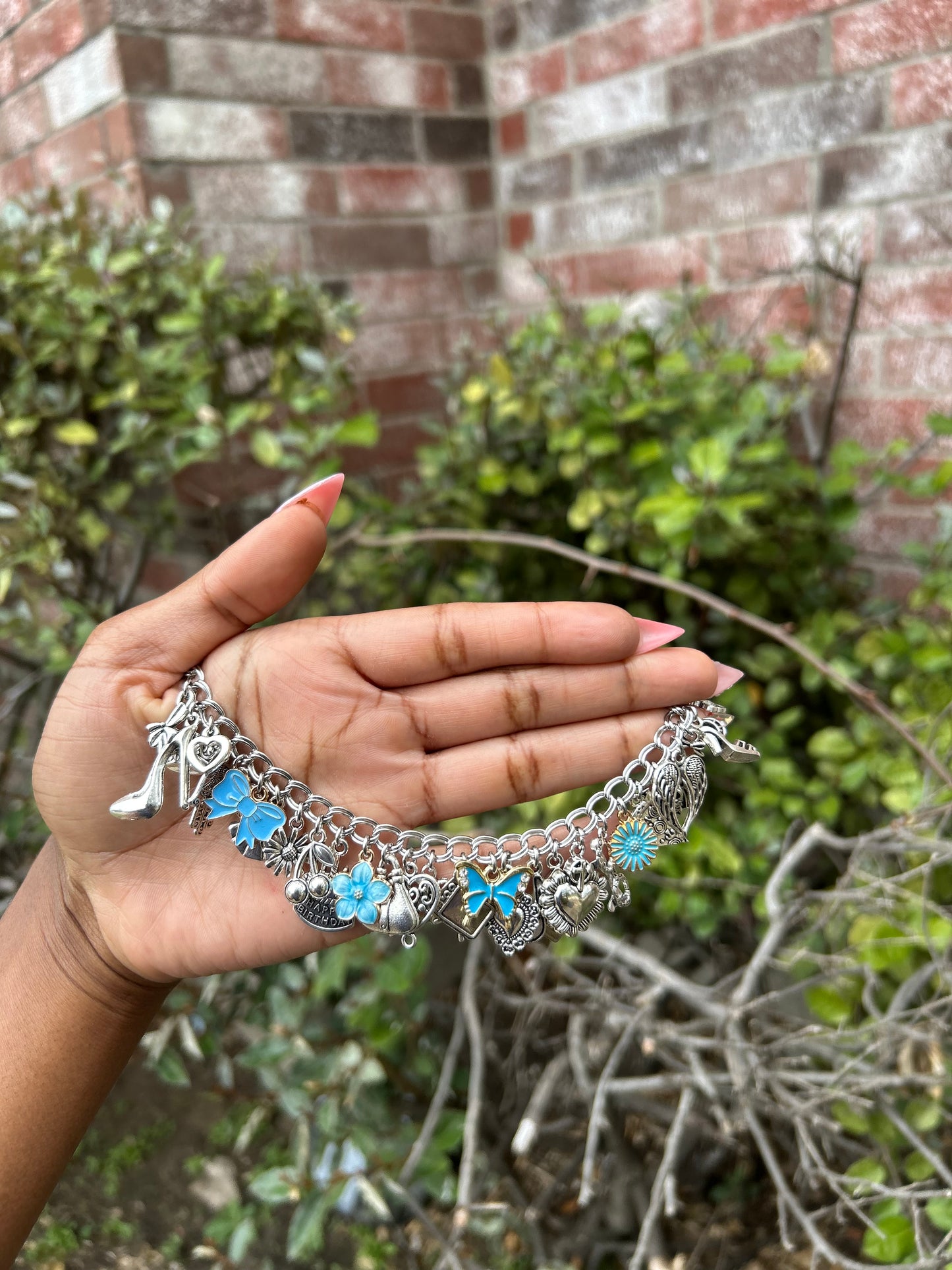 Handmade Silver-Plated Freestyle Charm Bracelet